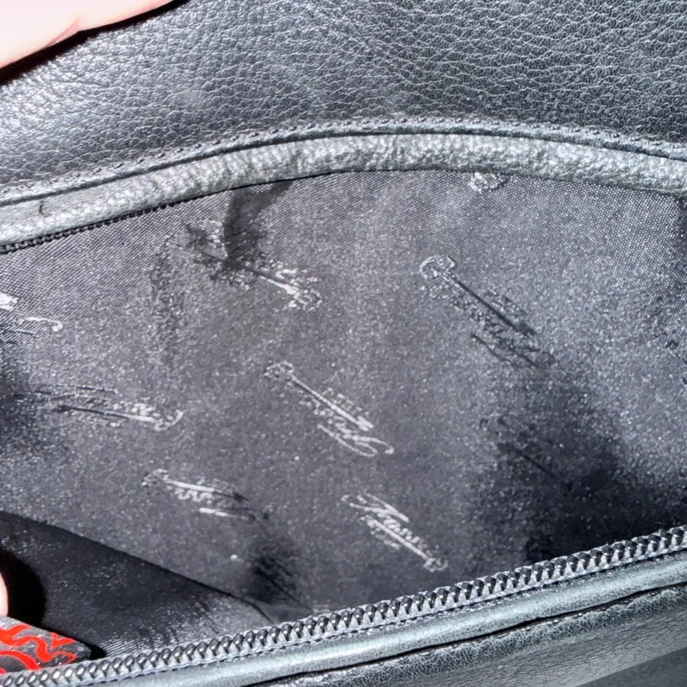 Fossil Black Leather Nylon Messenger Bag Organizer Laptop Crossbody Adjustable